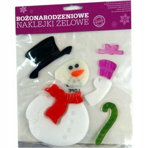 Naklejki żelowe na okno Bałwanek świąteczne 20x20 cm 80 szt