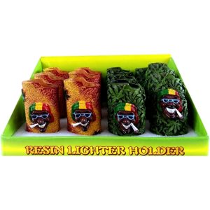 Etui na zapalniczkę z polistonu 7x3.5 cm Rasta mix wzorów 120 szt