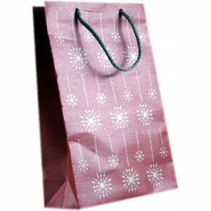 Torebka prezentowa świąteczna papierowa M 24x15 cm czerwona perłowa 60 szt