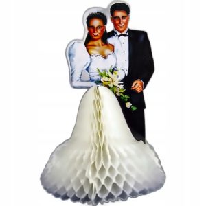 Figurka dekoracja nowożeńcy rozetka para młoda 17x29 cm 15 szt